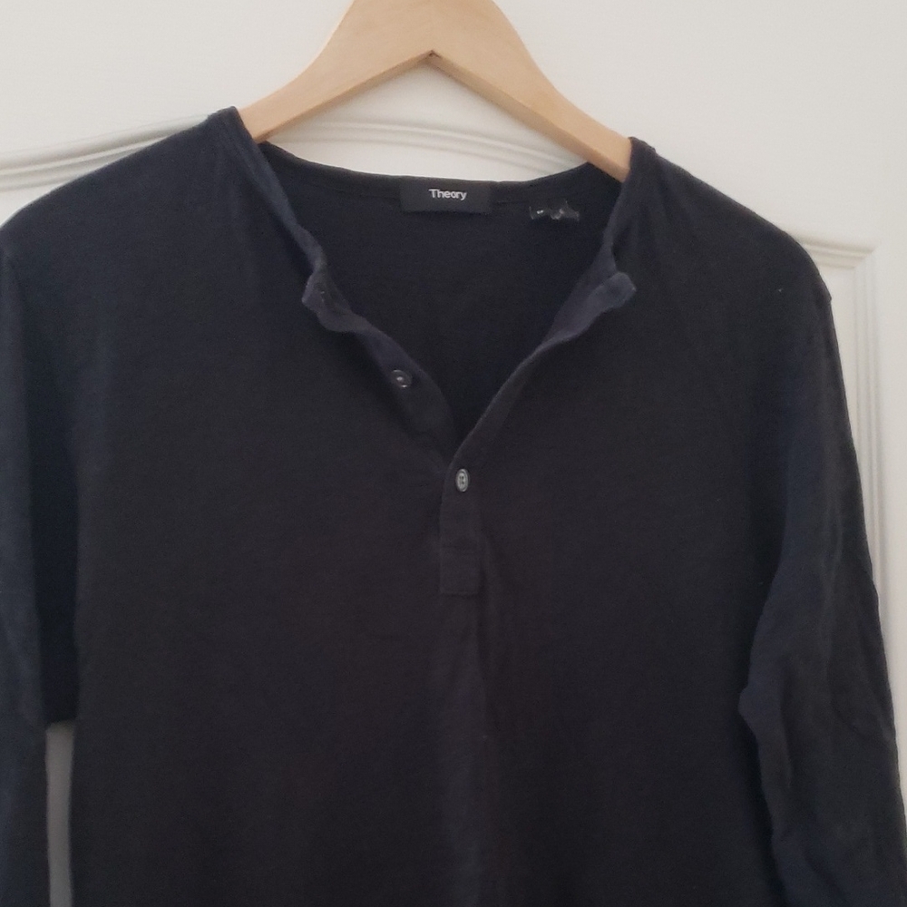 Theory Classic Black Henley Shirt